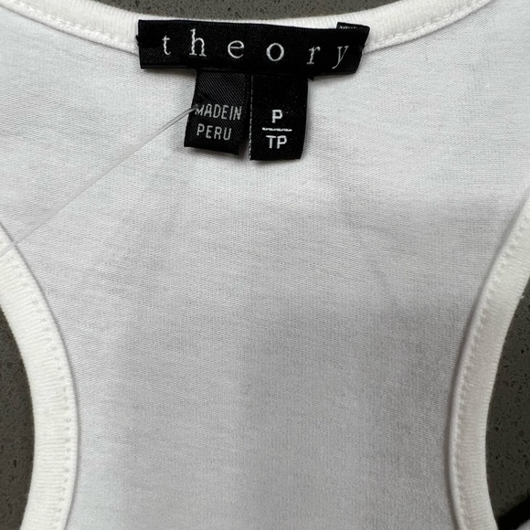 NWOT Theory white Andreani encance ruched sides tank top. - Picture 5 of 6